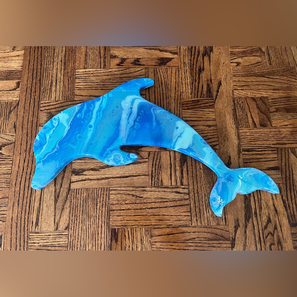 Dolphin Wall Art Resin on Wood
